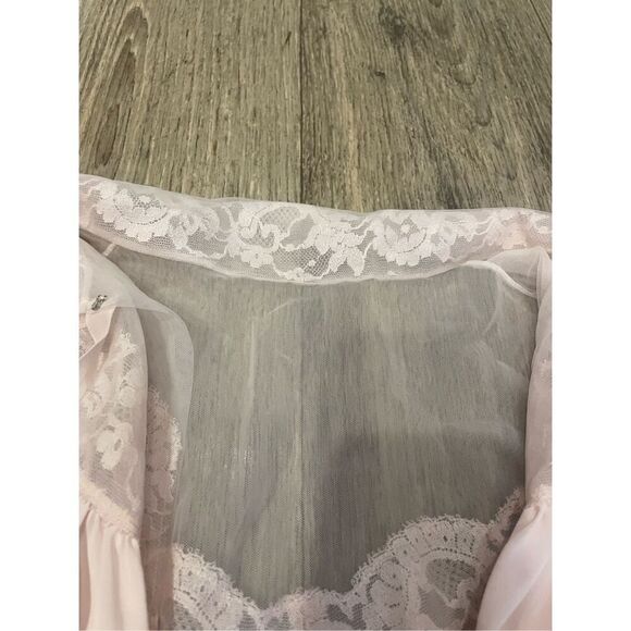 Vanity Fair Light Pink Sheer Vintage Bed Jacket Small Pajamas - Picture 2 of 6
